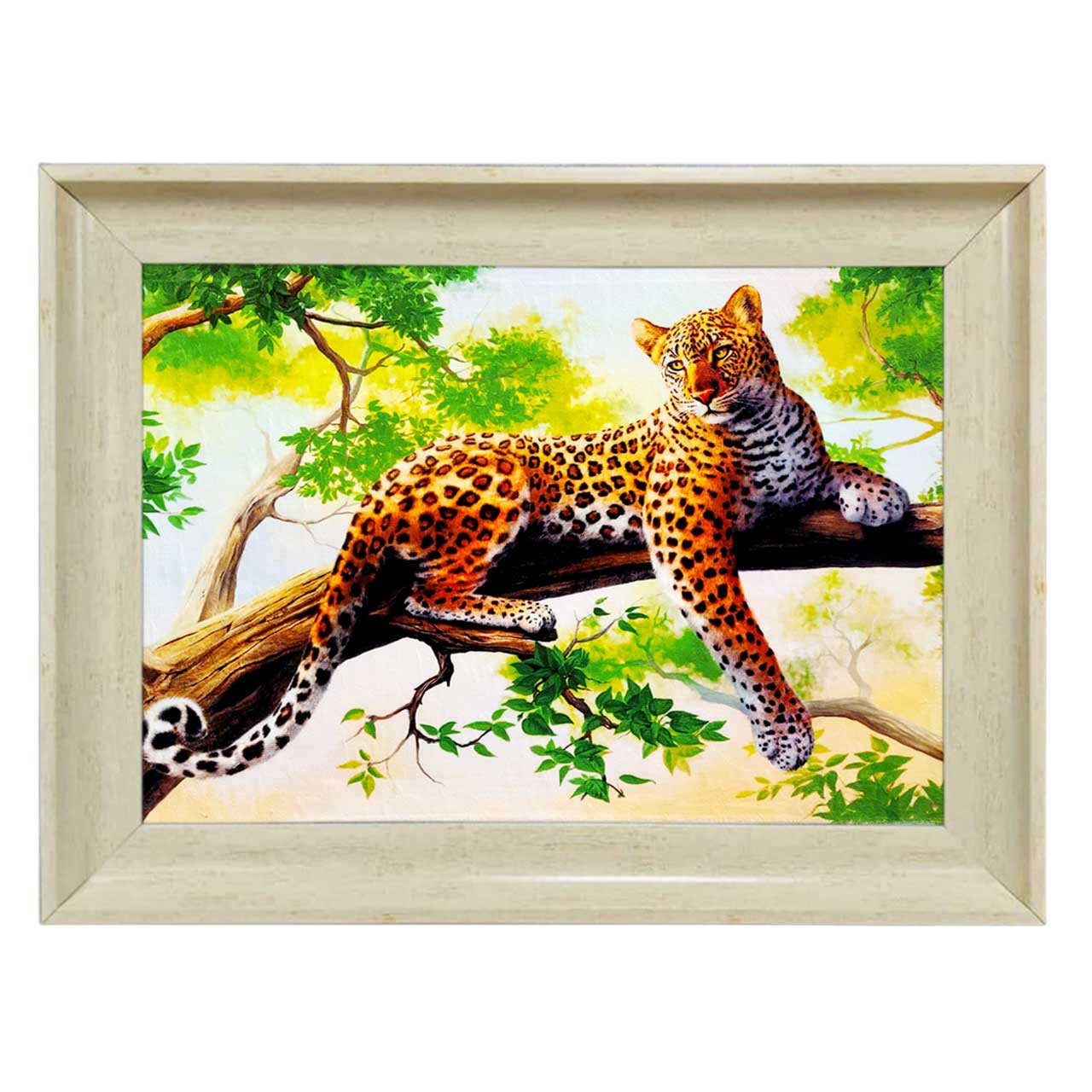 تابلو فرش چاپی طرح پلنگ کد 14024 سایز 70×50 سانتی متری