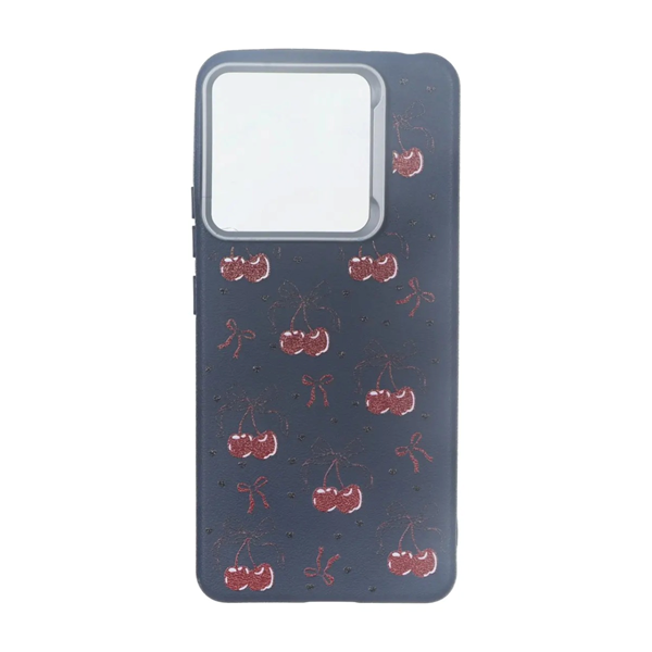 قاب Texture لنز سیلور طرح آلبالو Xiaomi Redmi Note 14 4G - سرمه ای