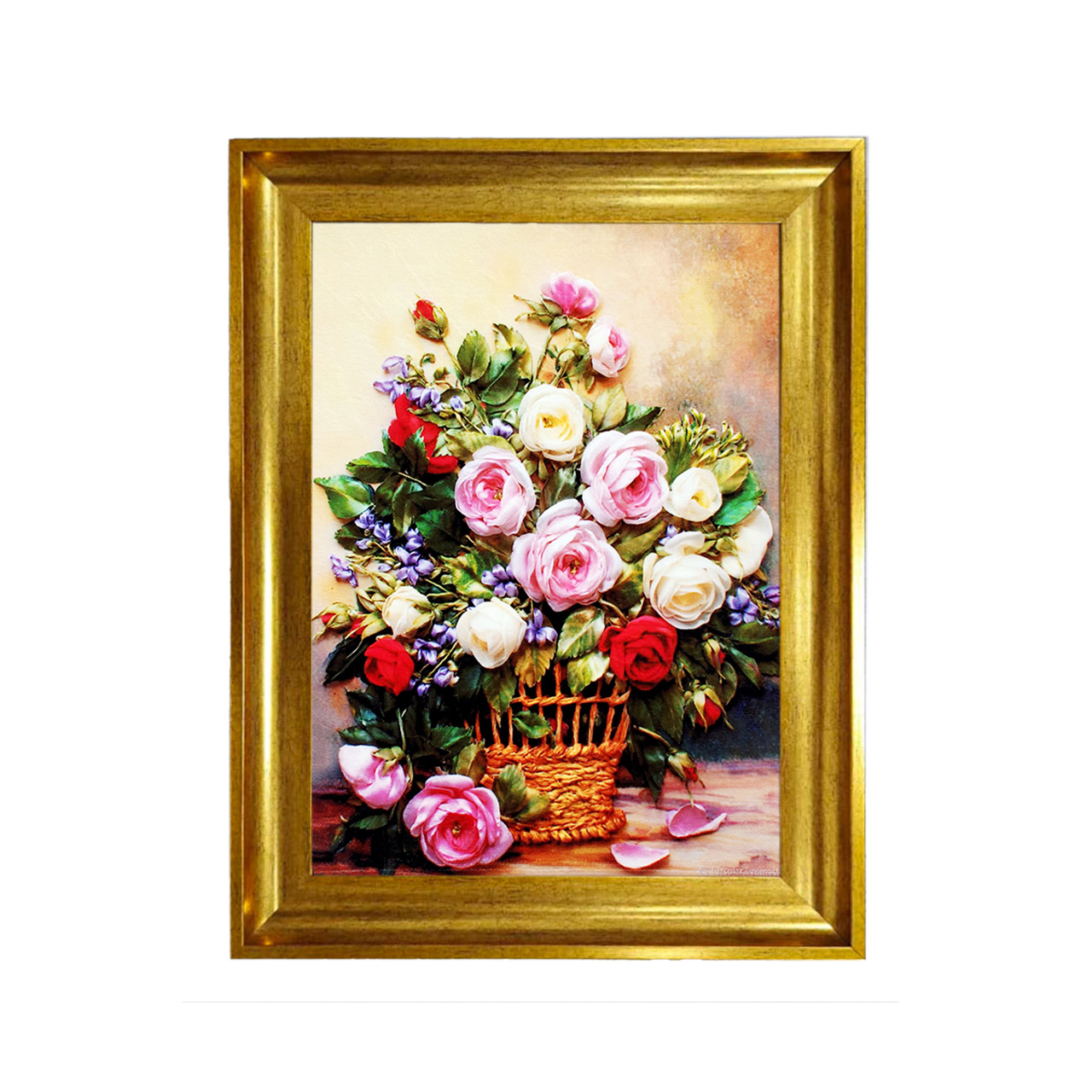 تابلو فرش چاپی طرح گل کد 12308 سایز 50×50 سانتی متری