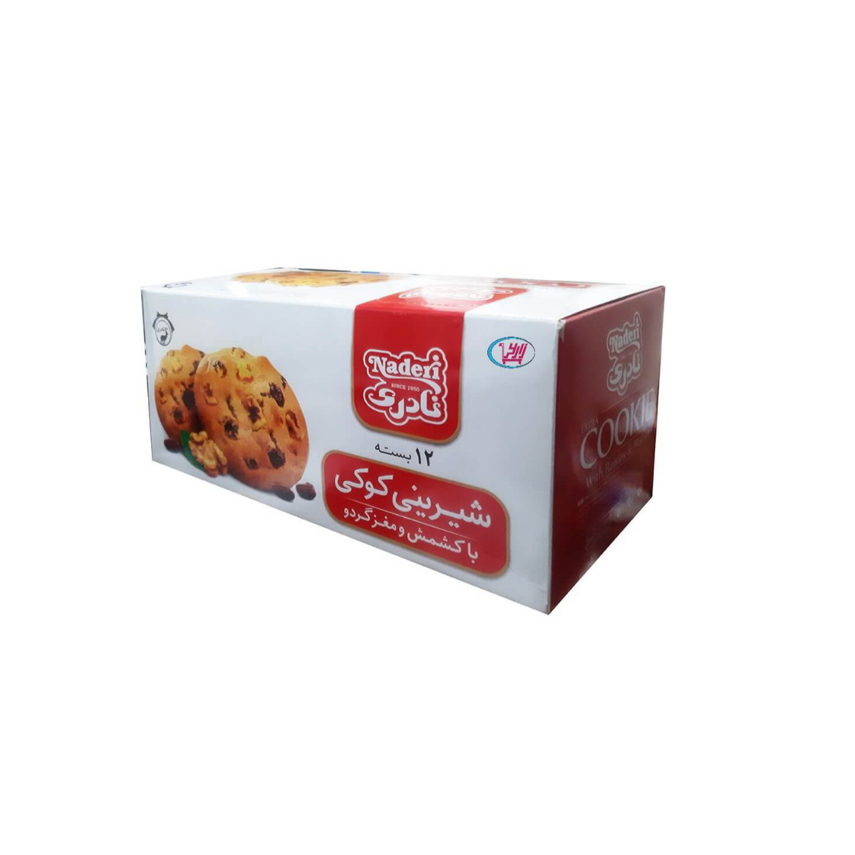 شیرینی کوکی با کشمش و مغز گردو نادری بسته 12 عددی