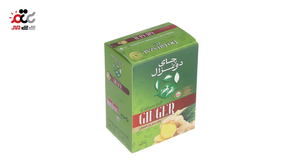 چای سبز و زنجبیل دو غزال 100 گرمی