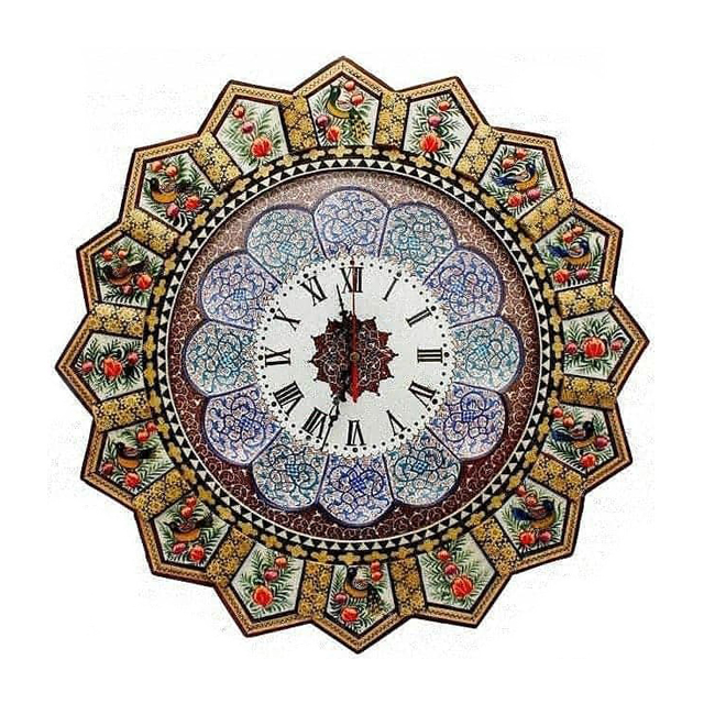 ساعت دیواری خاتم کاری طرح خورشید M02