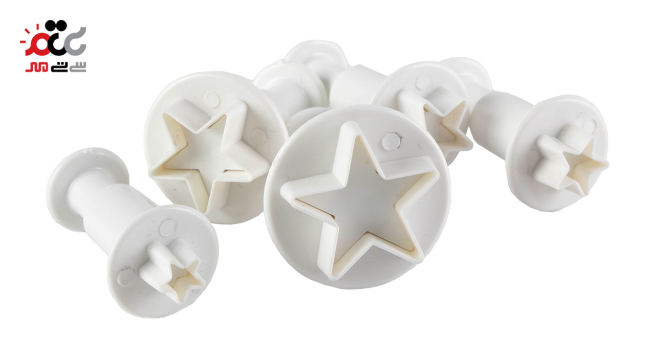 کاتر شیرینی پزی مدل فشاری طرح ستاره مجموعه 5 عددی