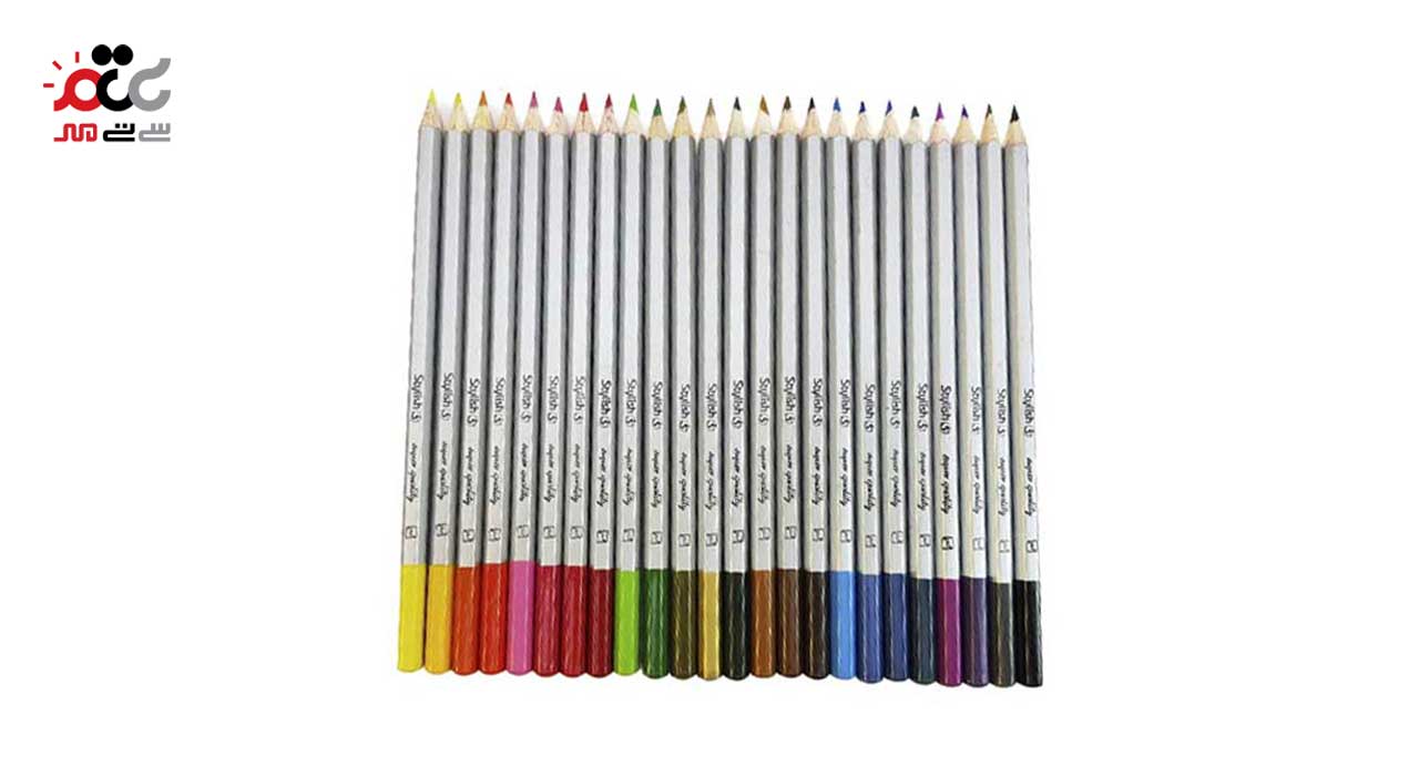 مداد رنگی استایلیش مدل جعبه فلزی 24 عددی  