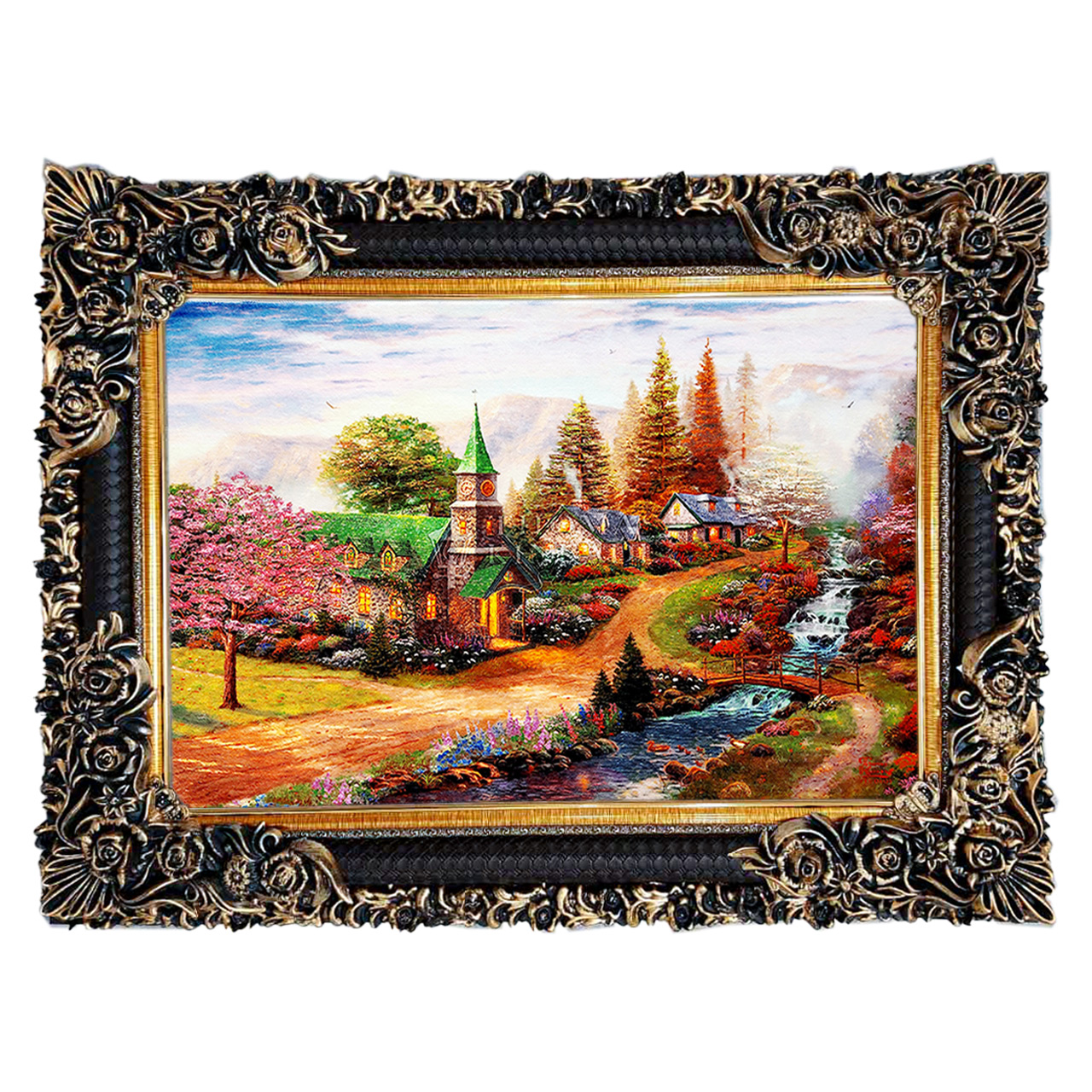 تابلو فرش چاپی طرح رودخانه کد 10263 سایز 70×50 سانتی متری