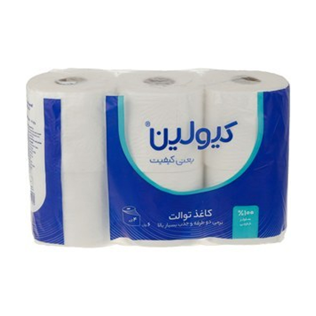 دستمال توالت 4 لایه کیولین مدل رولی بسته 6 عددی