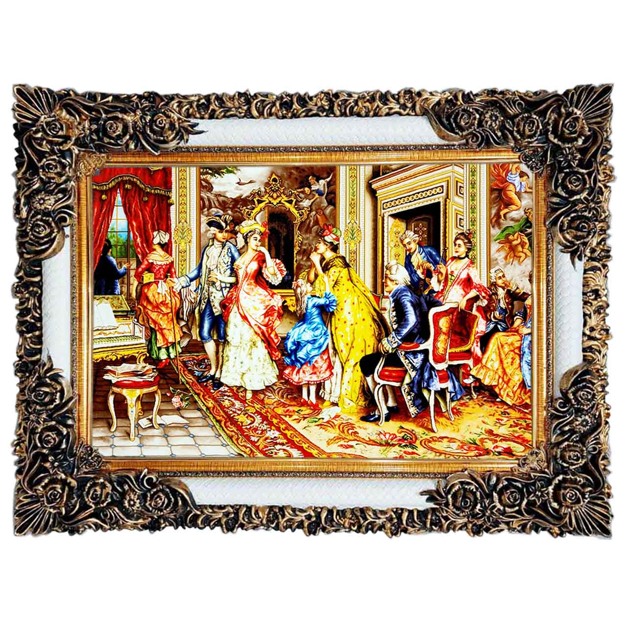 تابلو فرش چاپی طرح ضیافت کد 11003 سایز 100×50 سانتی متری