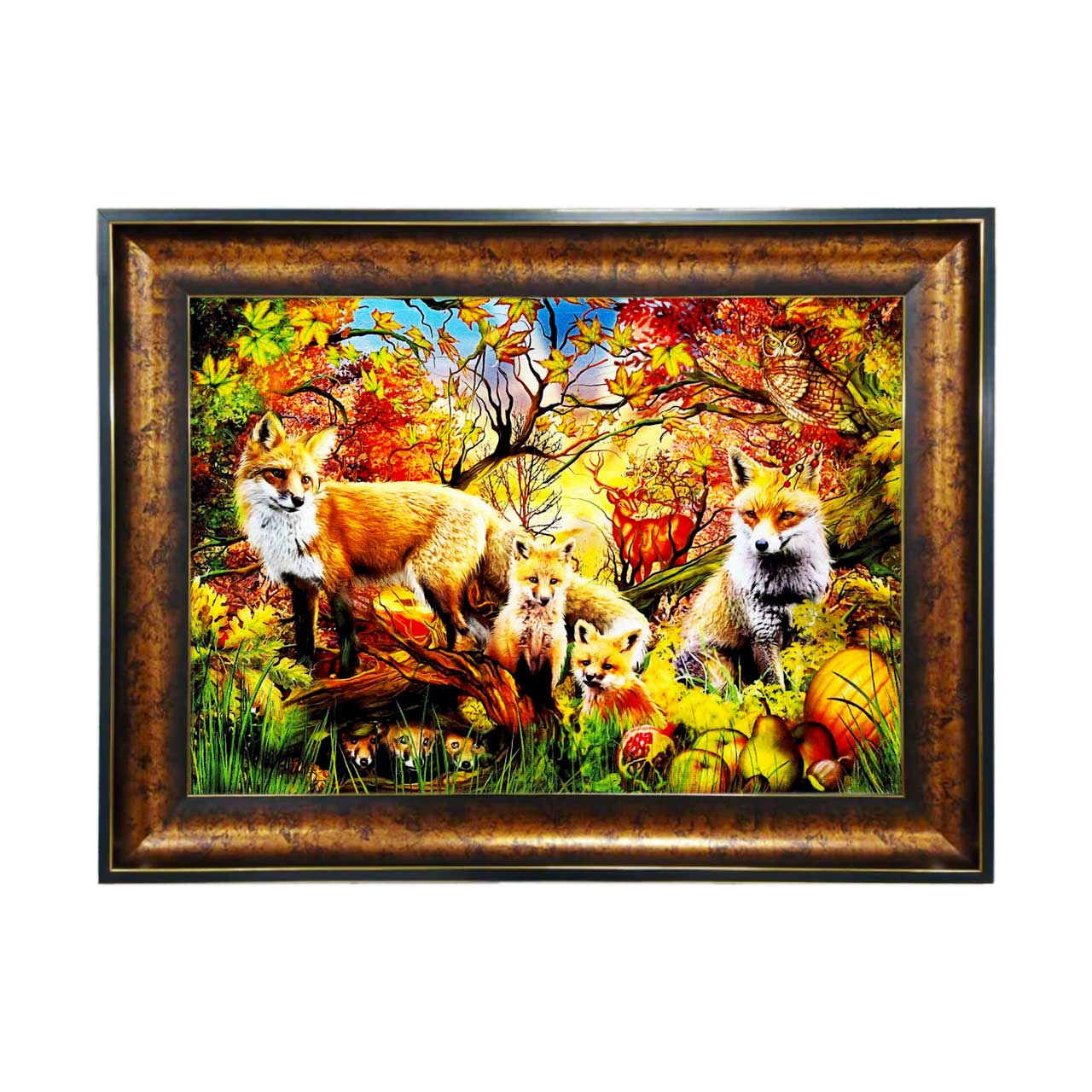 تابلو فرش چاپی طرح روباه کد 14053 سایز 50×35 سانتی متری