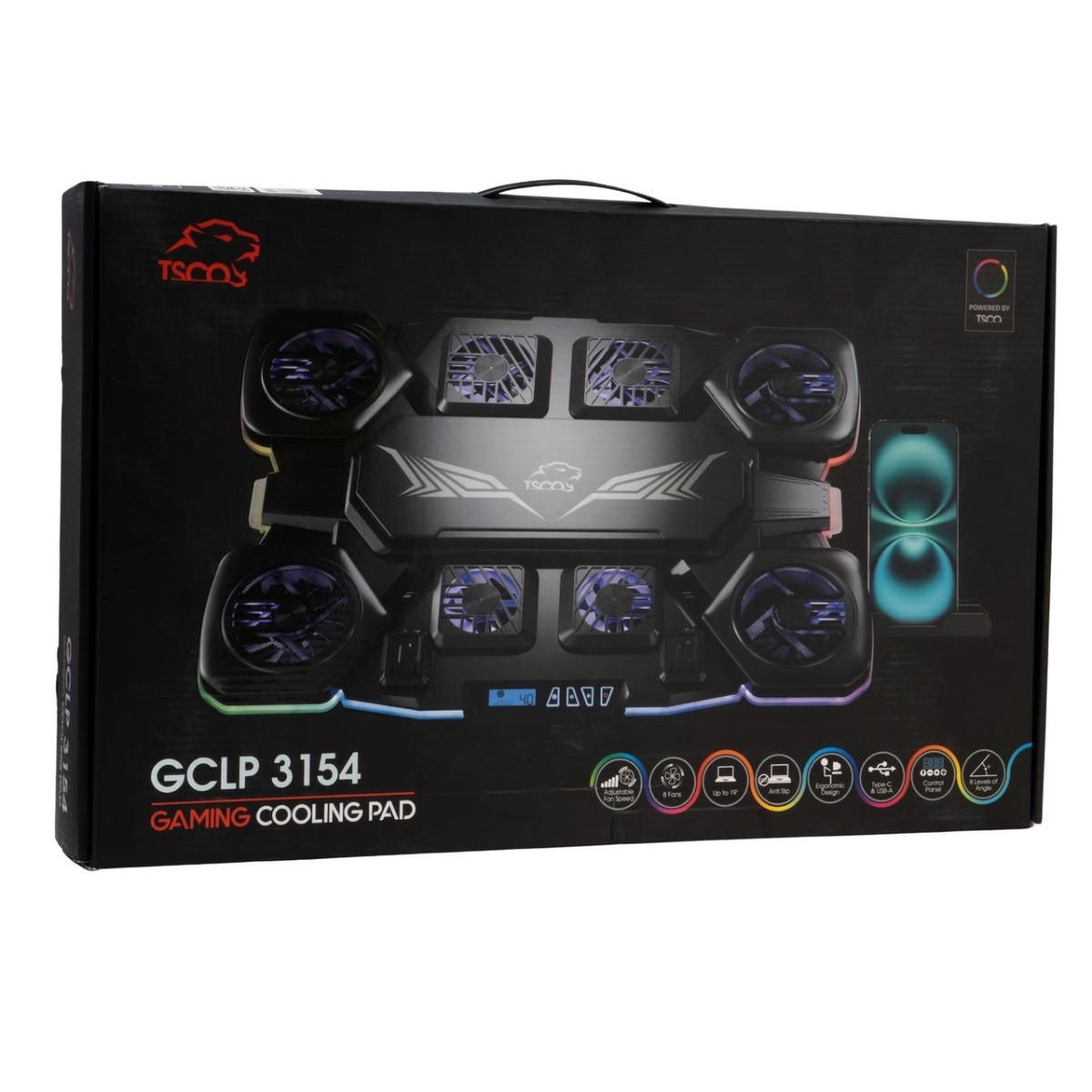 پایه خنک کننده لپ تاپ گیمینگ TSCO مدل GCLP 3154 - مشکی (گارانتی 18 ماهه تسکو)