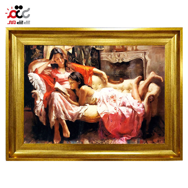 تابلو فرش چاپی طرح مادر و دختر کد 13311 سایز 60×40 سانتی متری