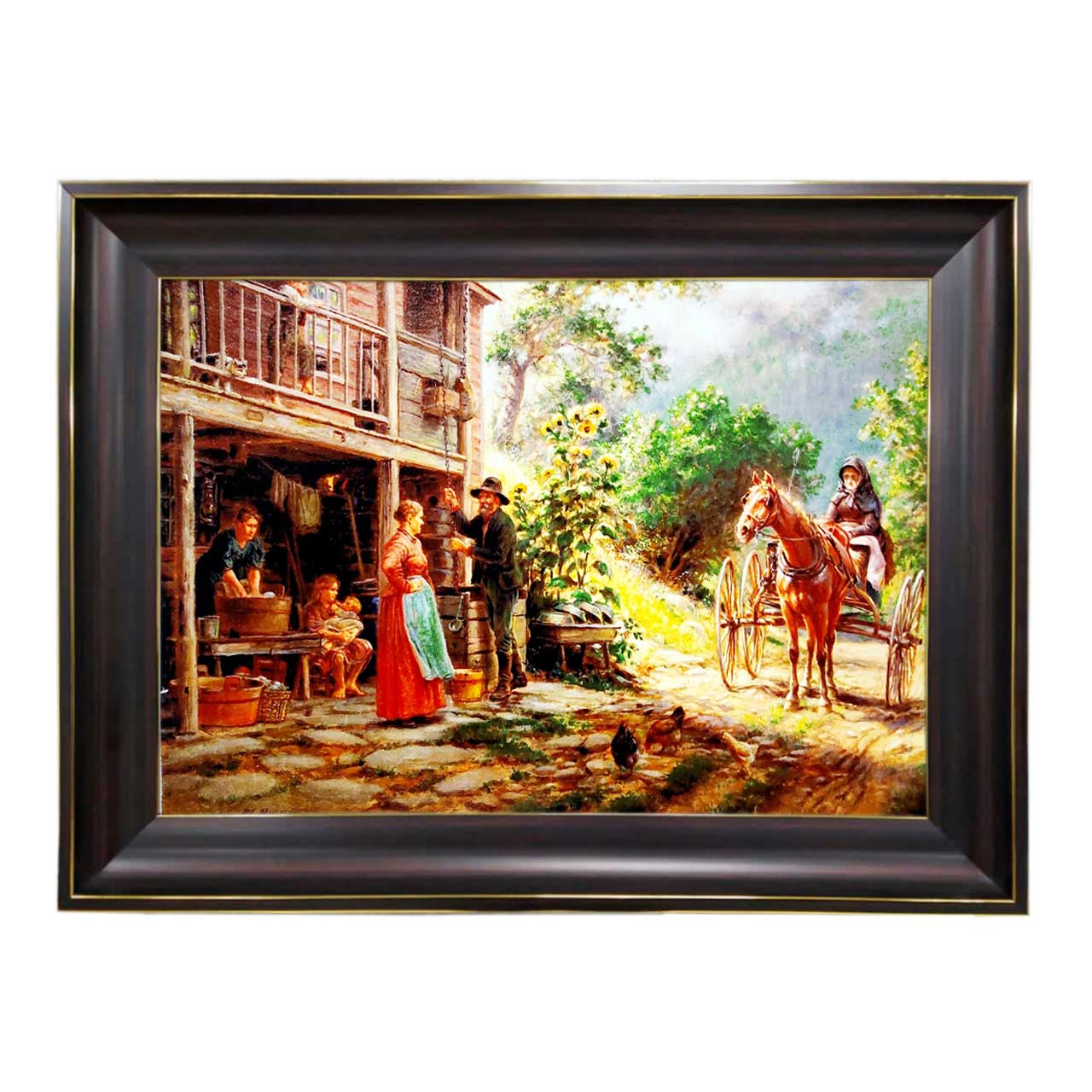 تابلو فرش چاپی طرح دهکده کد 11066 سایز 60×40 سانتی متری