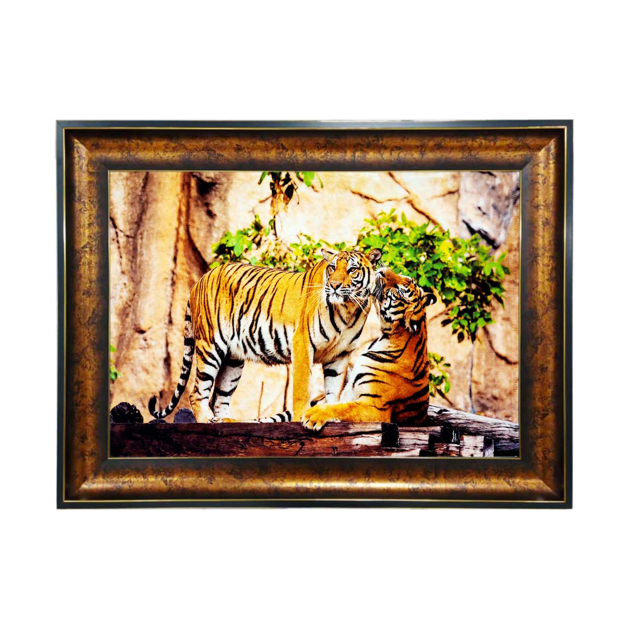 تابلو فرش چاپی طرح ببر کد 14030 سایز 50×35 سانتی متری