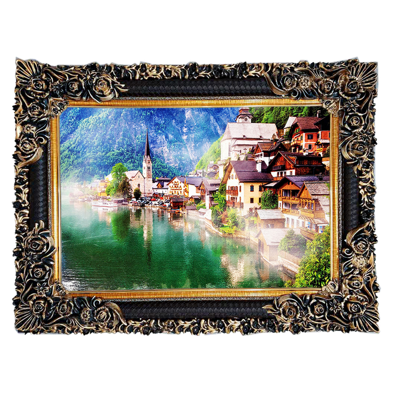 تابلو فرش چاپی طرح دریاچه کد 10033 سایز 70×50 سانتی متری