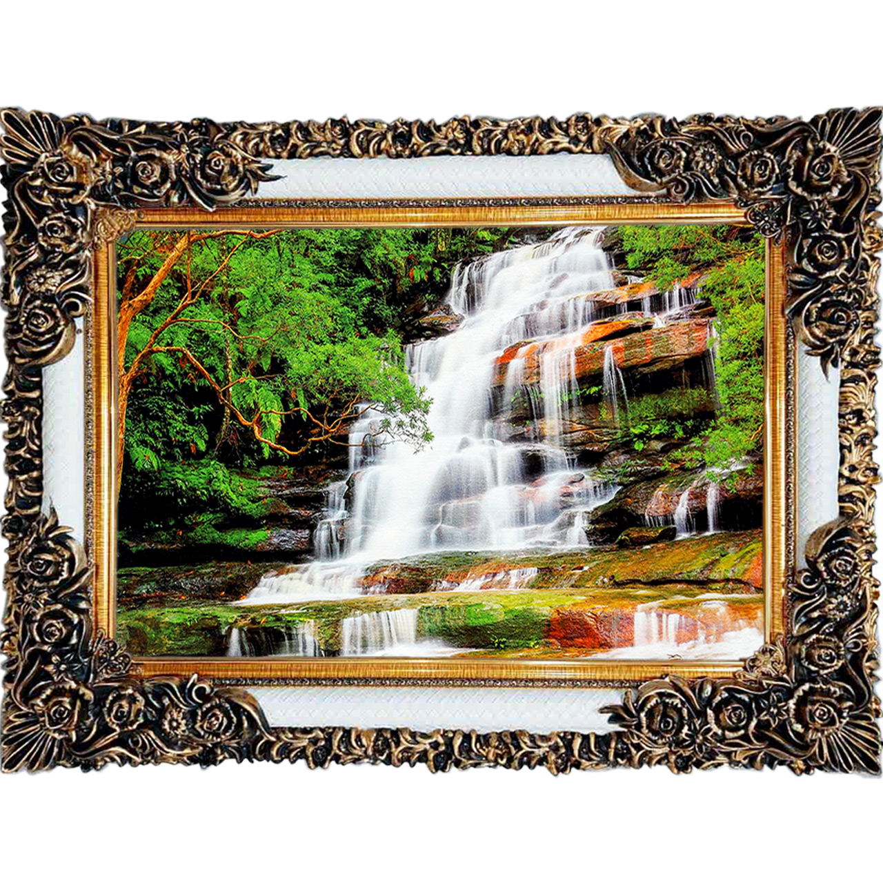 تابلو فرش چاپی طرح آبشار کد 10203 سایز 100×70 سانتی متری