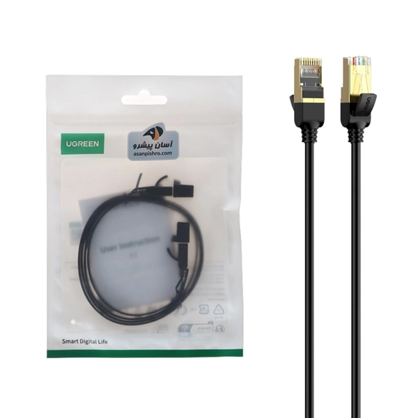 کابل شبکه یک متری UGREEN CAT6 مدل NW101 - مشکی (گارانتی 18 ماهه آسان پیشرو)(50184)