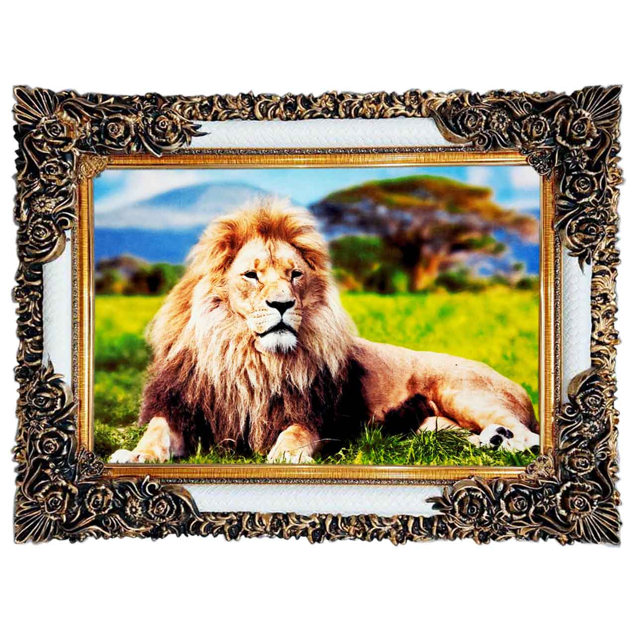 تابلو فرش چاپی طرح شیر کد 14006 سایز 100×50 سانتی متری