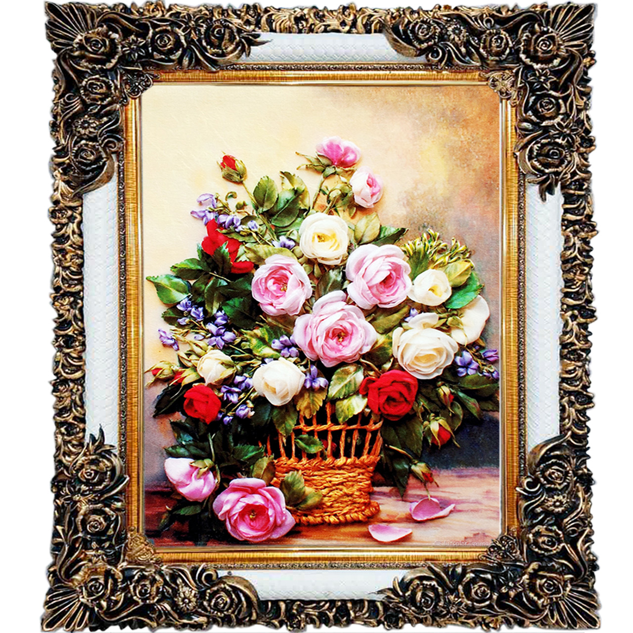 تابلو فرش چاپی طرح گل کد 12308 سایز 100×70 سانتی متری