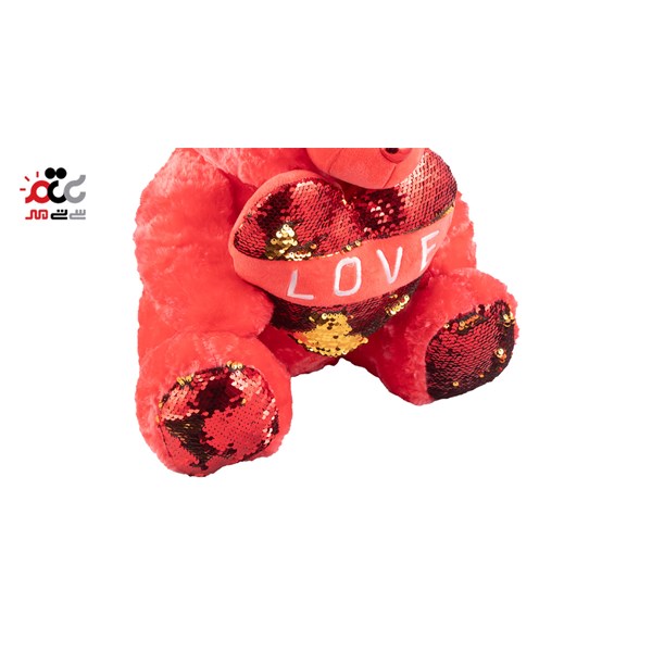 عروسک خرس قلب به دست پولک دار
