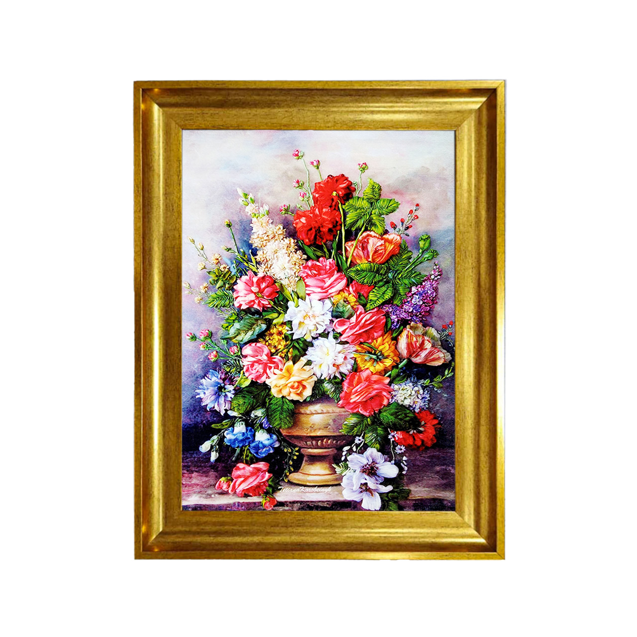 تابلو فرش چاپی طرح گل کد 12301 سایز 50×50 سانتی متری