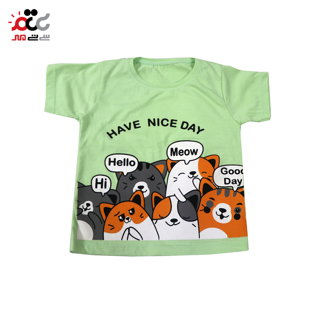 خرید ست تیشرت و شلوارک بچگانه طرح گربه مدل Have Nice Day سایز 40
