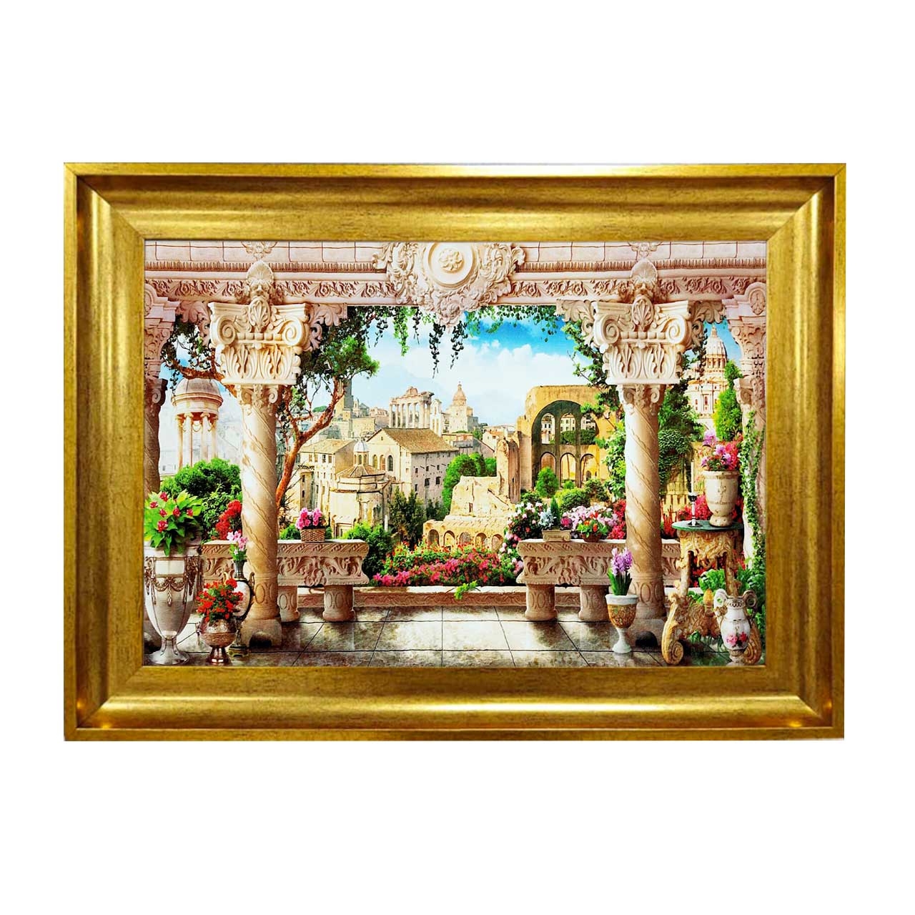 تابلو فرش چاپی طرح کاخ کد 10276 سایز 50×50 سانتی متری