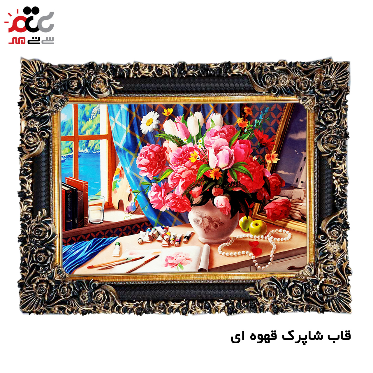 تابلو فرش چاپی طرح گل کد 12003 سایز 50×35 سانتی متری