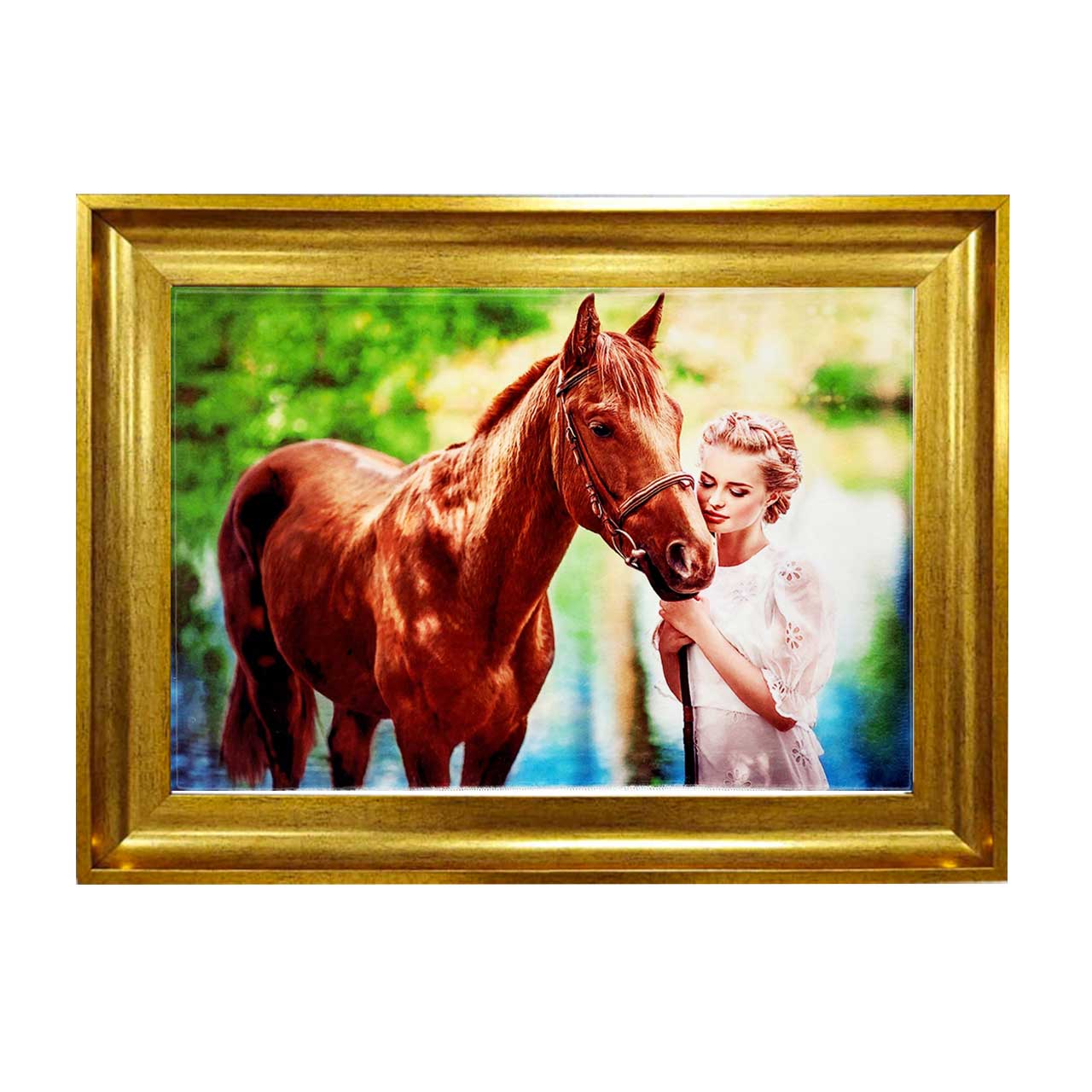 تابلو فرش چاپی طرح اسب کد 13303 سایز 50×50 سانتی متری