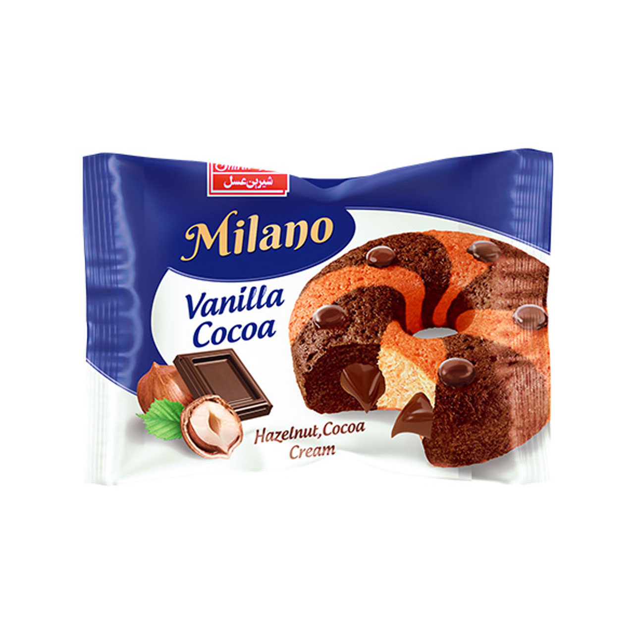 دونات کیک مغزدار فندقی میلانو شیرین عسل 50 گرمی