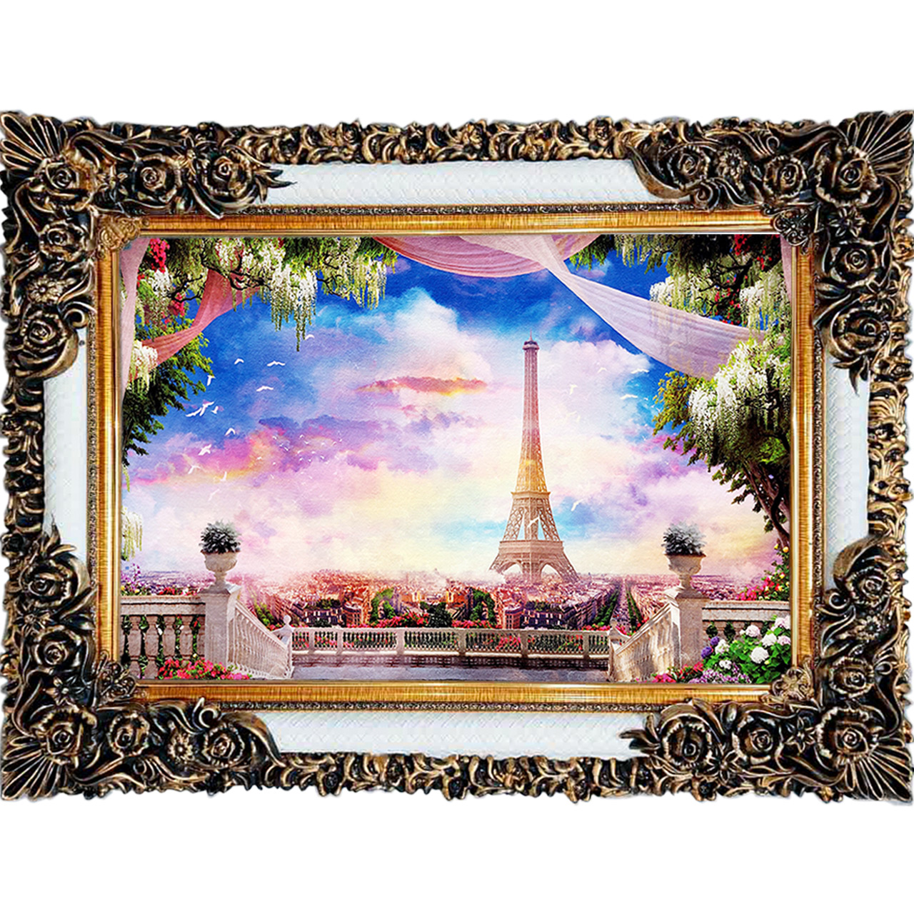 تابلو فرش چاپی طرح برج ایفل کد 10273 سایز 100×70 سانتی متری