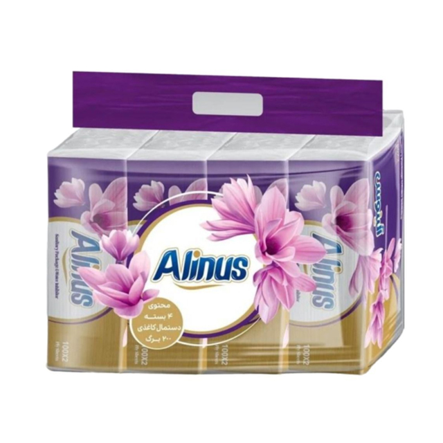 دستمال کاغذی آلینوس  200 برگ اقتصادی 4 عددی