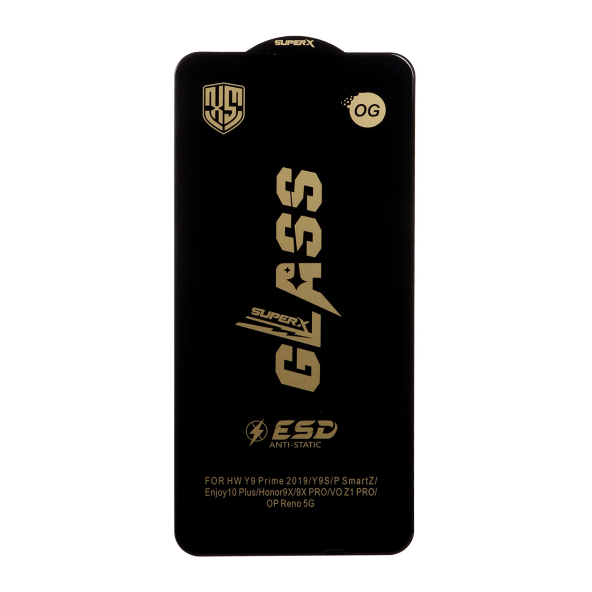 محافظ صفحه نمایش شیشه ای درجه یک Full Cover Super X OG - ESD OVOG مدل Huawei Y9S / Y9 Prime 2019