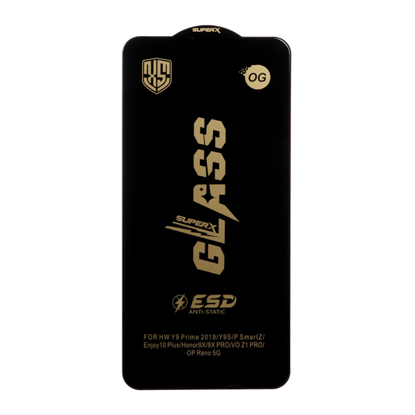 محافظ صفحه نمایش شیشه ای درجه یک Full Cover Super X OG - ESD OVOG مدل Huawei Y9S / Y9 Prime 2019