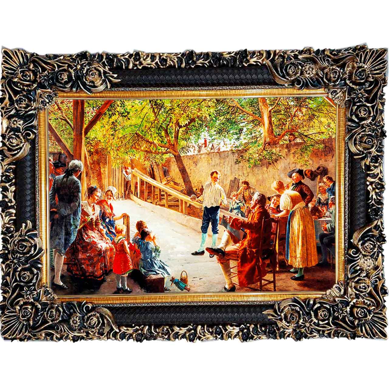 تابلو فرش چاپی طرح مهمانی کد 11082 سایز 100×70 سانتی متری