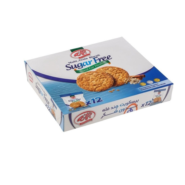 بیسکویت چندغله جعبه ای بدون شکر جمانه 12عددی