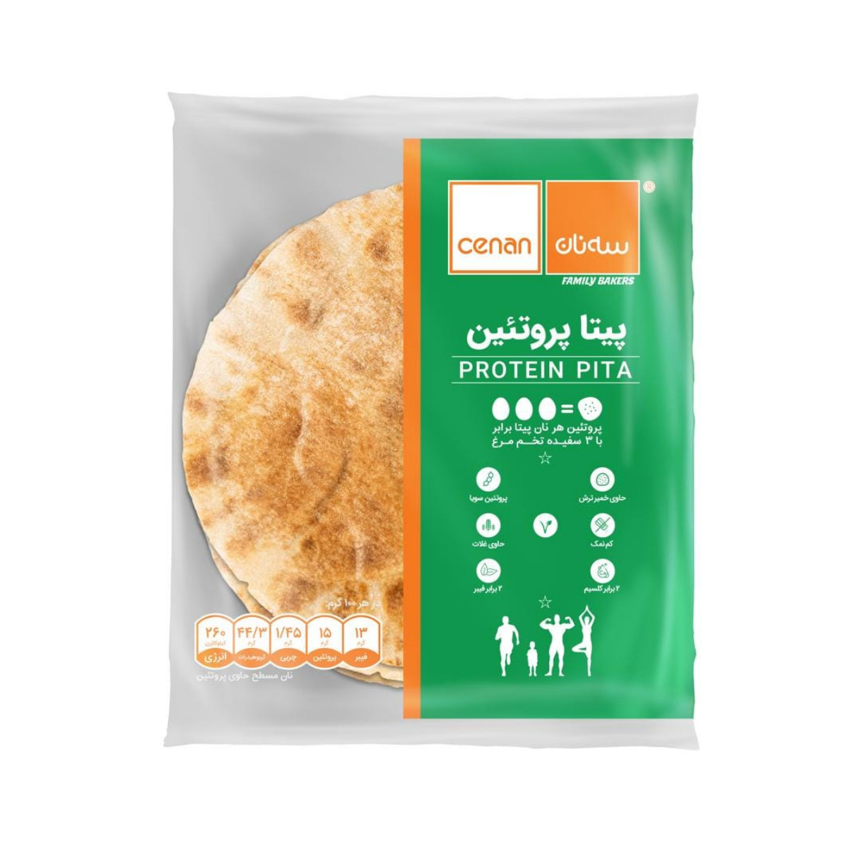نان پیتا پروتئین سه نان 370 گرمی