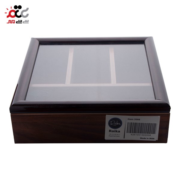 باکس چای چوبی رایکا مدل مستطیل 4 خانه سایز بزرگ