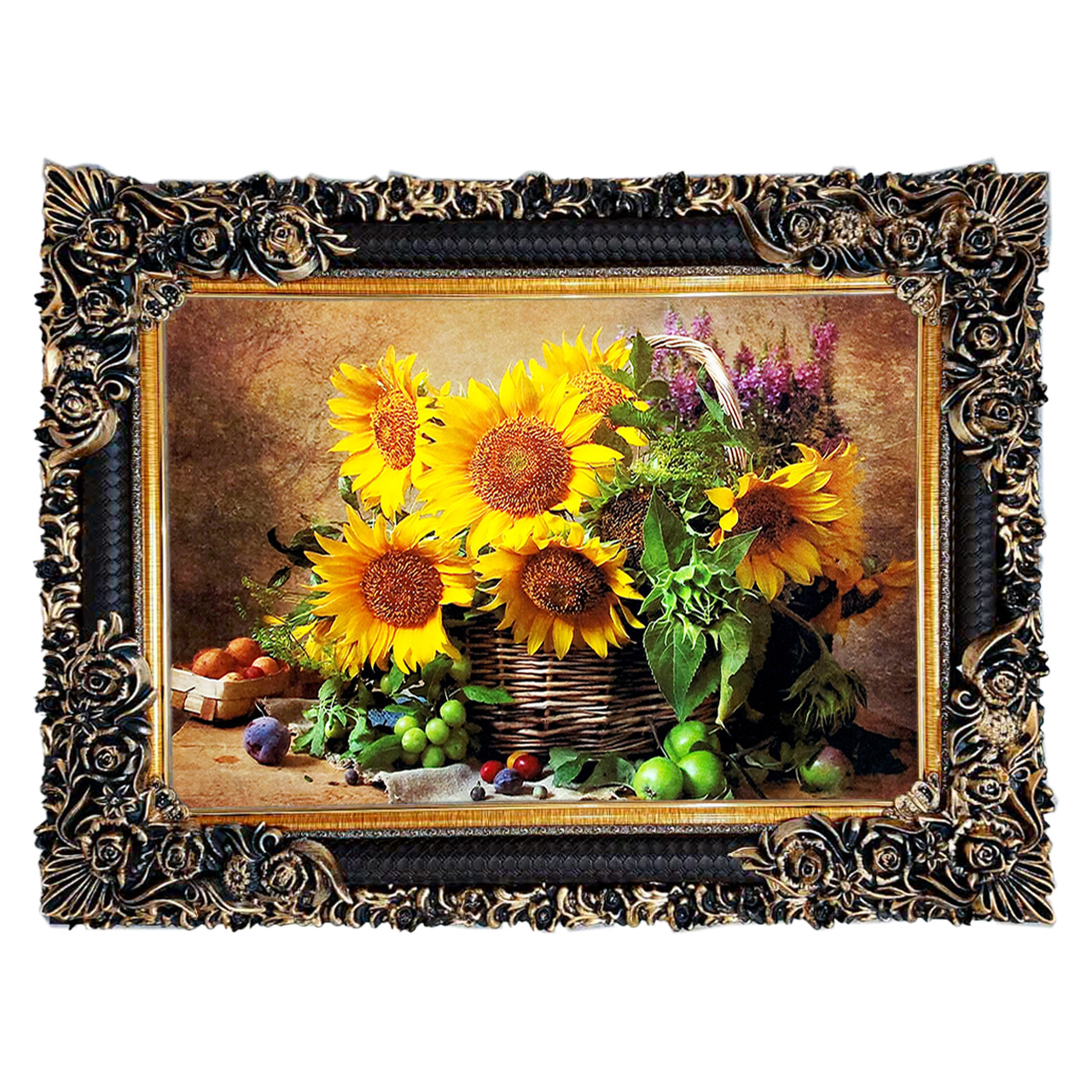 تابلو فرش چاپی طرح گل کد 12004 سایز 70×50 سانتی متری