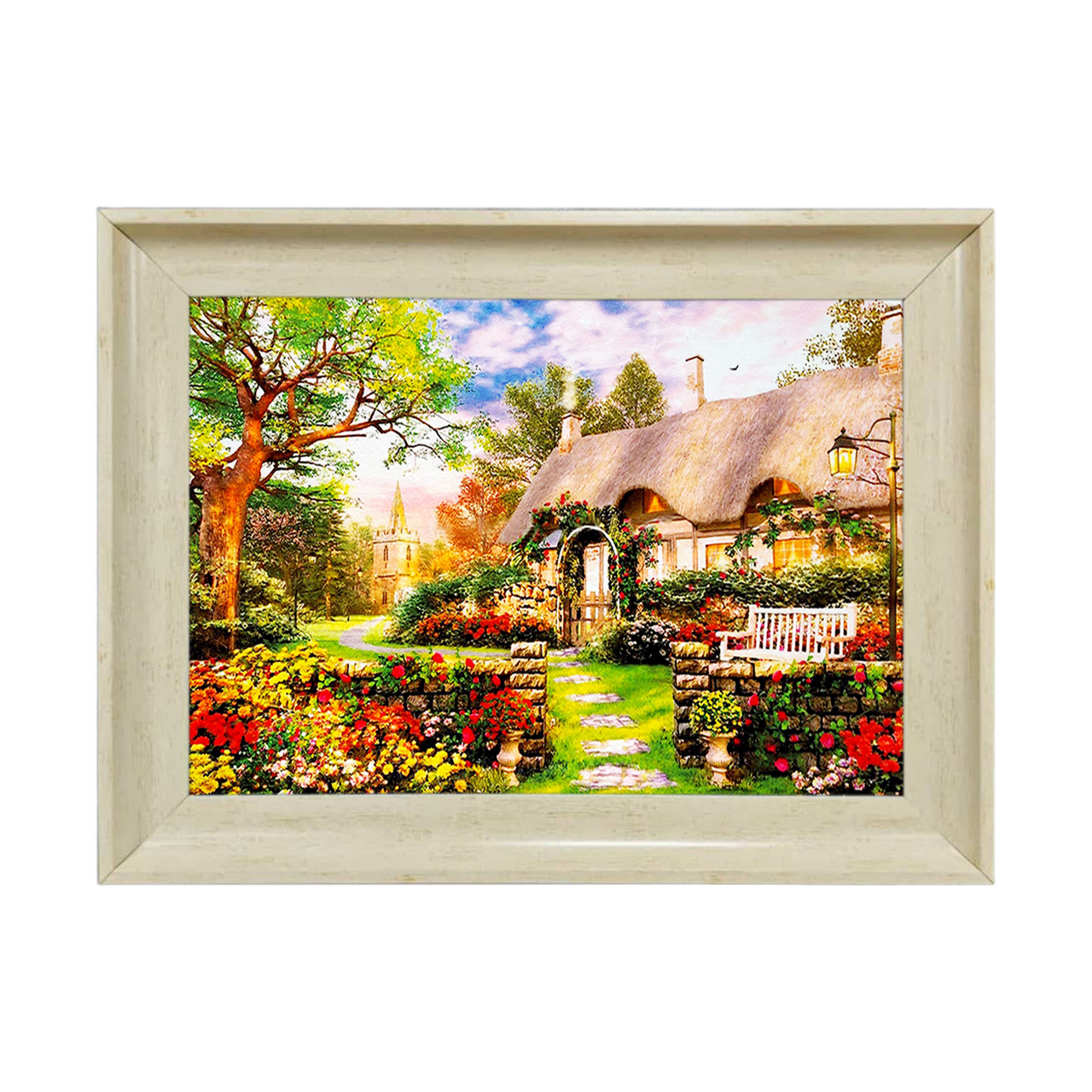 تابلو فرش چاپی طرح کلبه کد 10122 سایز 50×35 سانتی متری