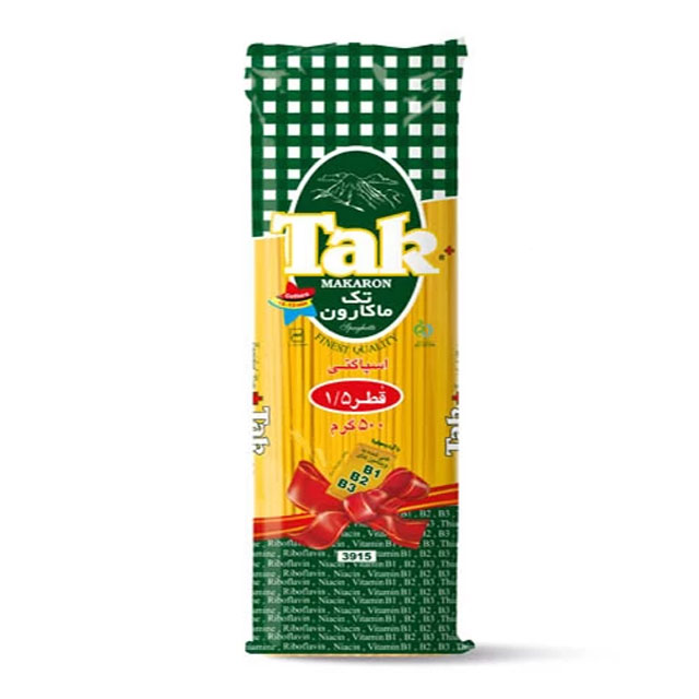 اسپاگتی غنی شده قطر 1/5 تک ماکارون 500 گرمی