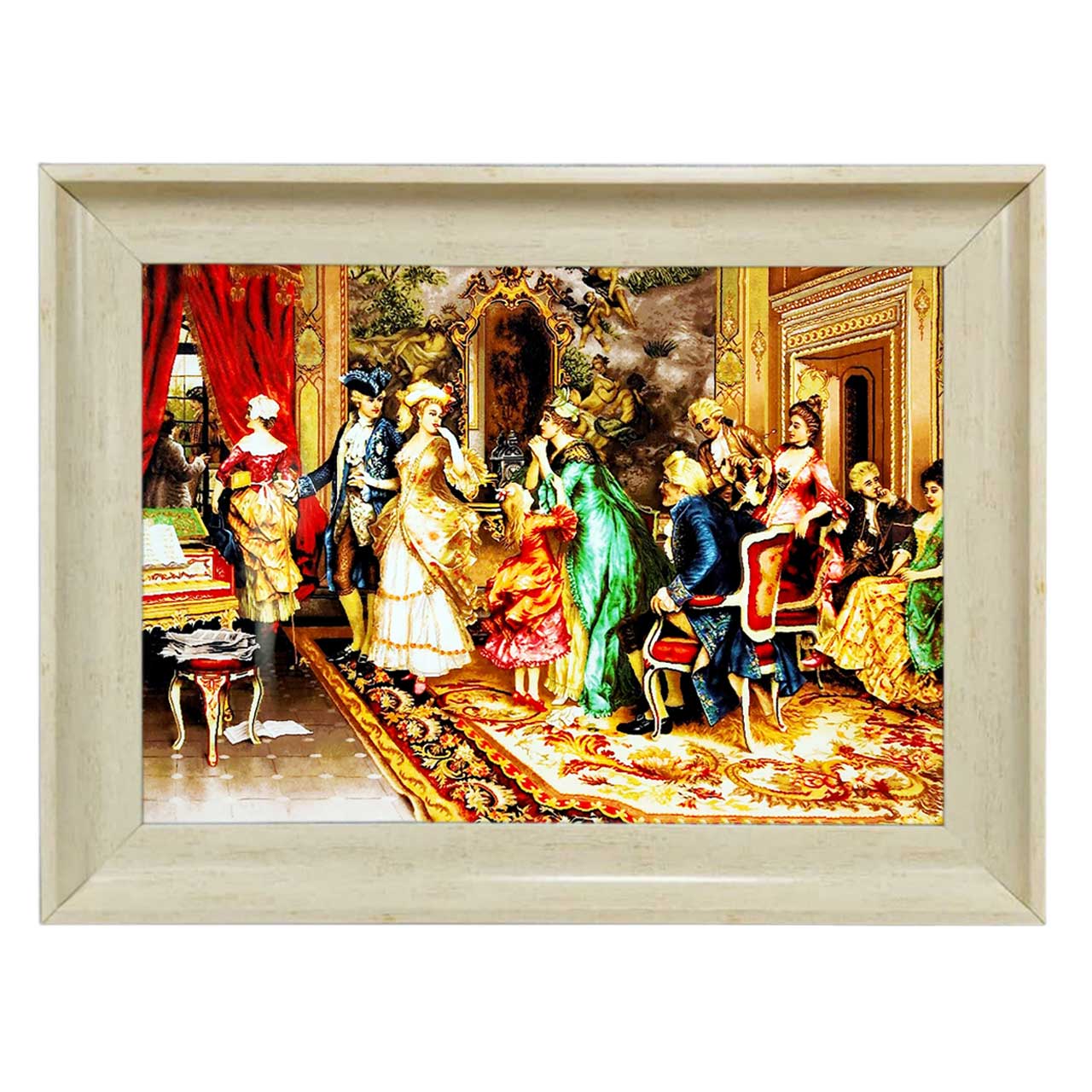 تابلو فرش چاپی طرح ضیافت کد 11017 سایز 70×50 سانتی متری