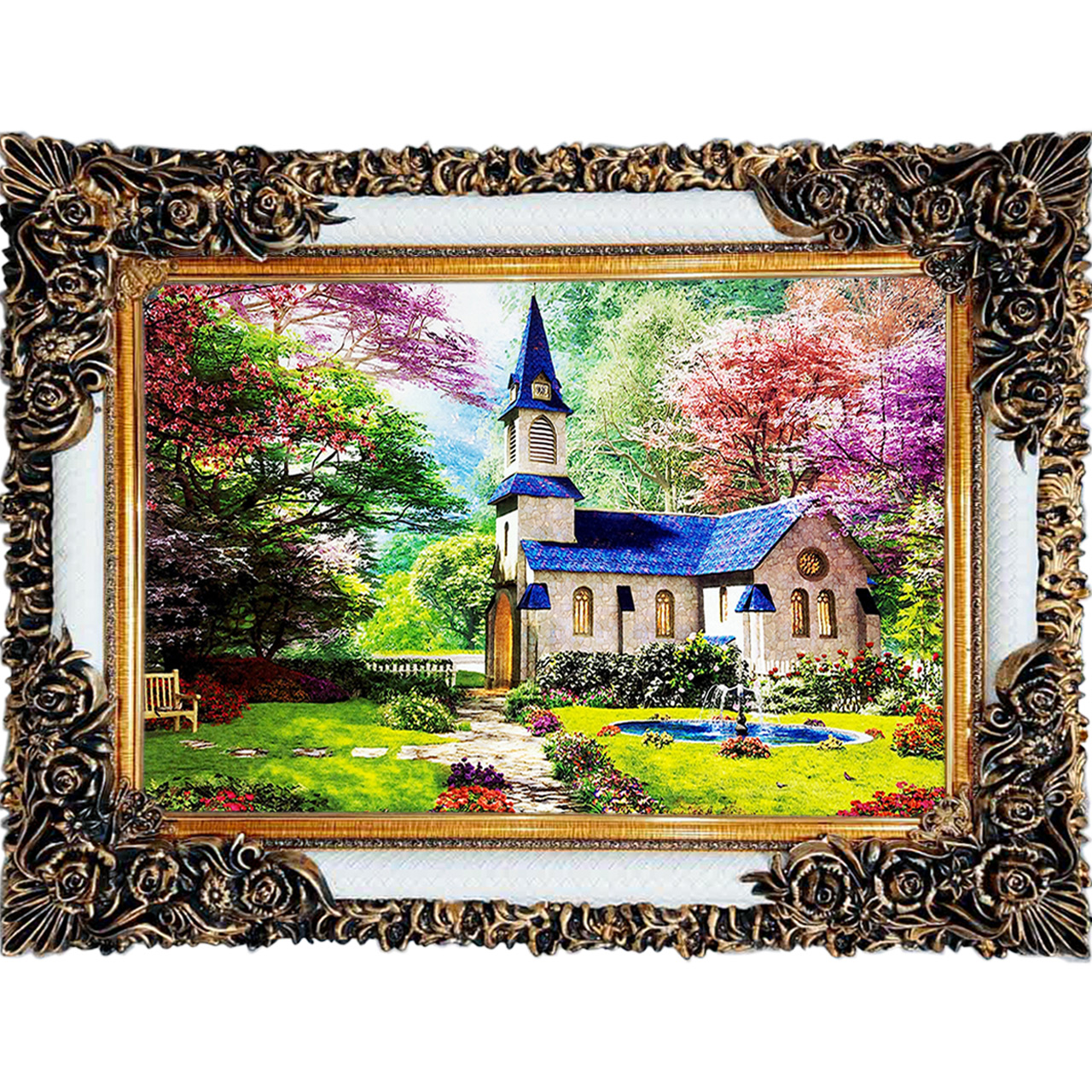 تابلو فرش چاپی طرح کلبه کد 10020 سایز 100×70 سانتی متری