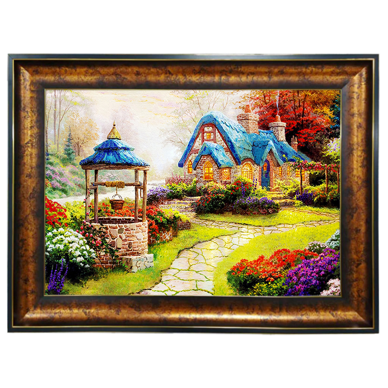 تابلو فرش چاپی طرح کلبه کد 10087 سایز 100×50 سانتی متری