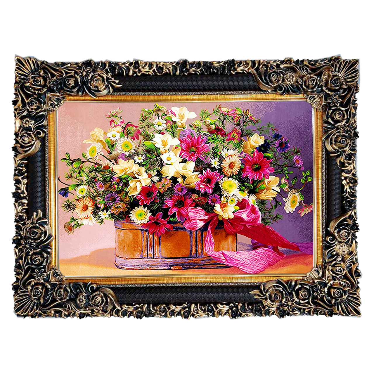 تابلو فرش چاپی طرح گل کد 12006 سایز 70×50 سانتی متری