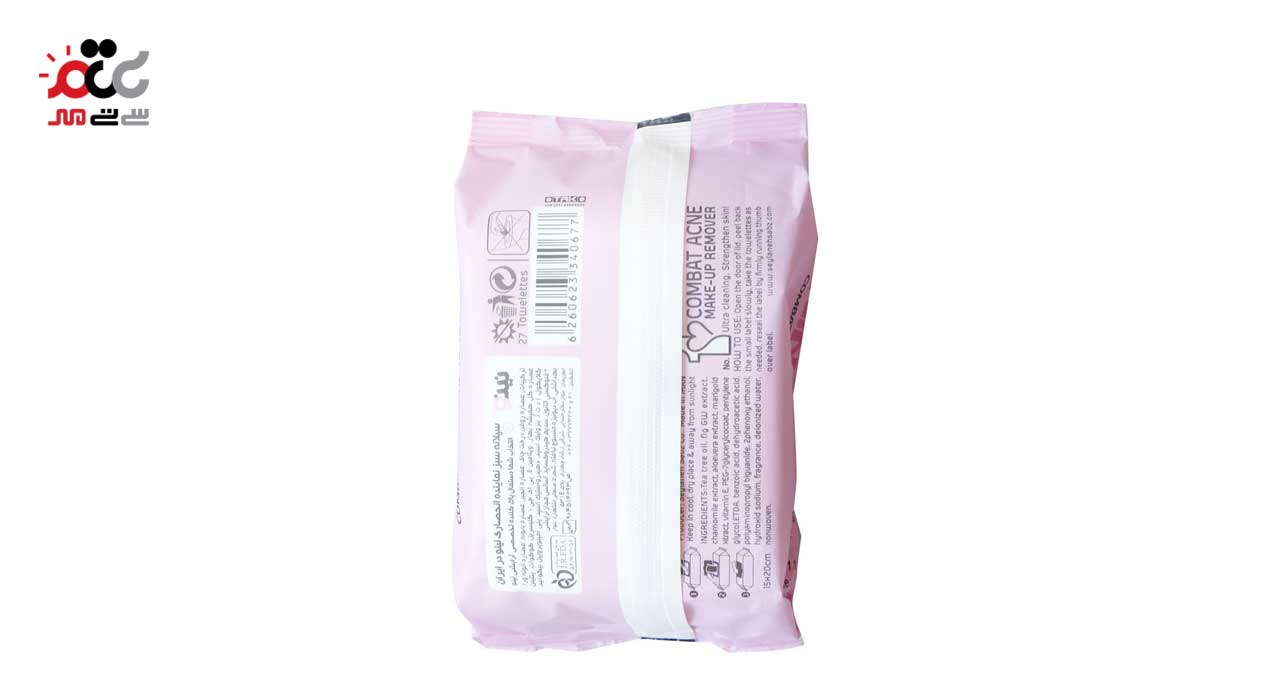 دستمال مرطوب پاک کننده آرایش نینو مدل ضد آکنه 27 عددی