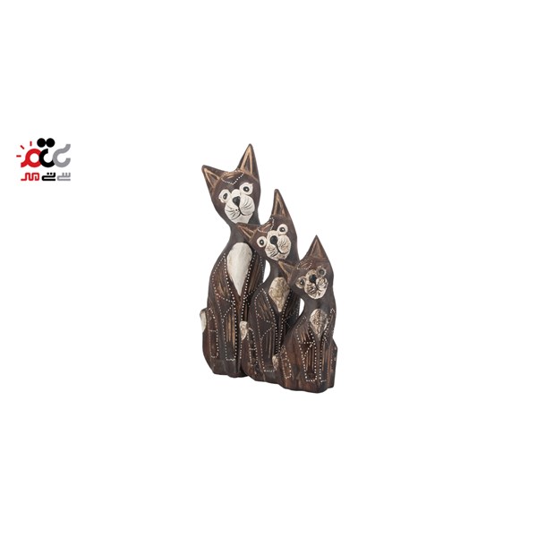 مجسمه چوبی طرح گربه بسته 3 عددی