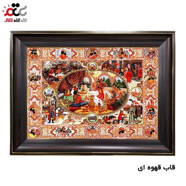 تابلو فرش چاپی طرح قاجار کد 10266 سایز 100×70 سانتی متری