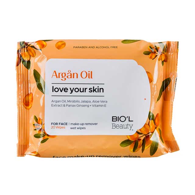 دستمال مرطوب پاک کننده آرایش صورت بیول مناسب پوستهای خشک و حساس بسته 20 عددی
