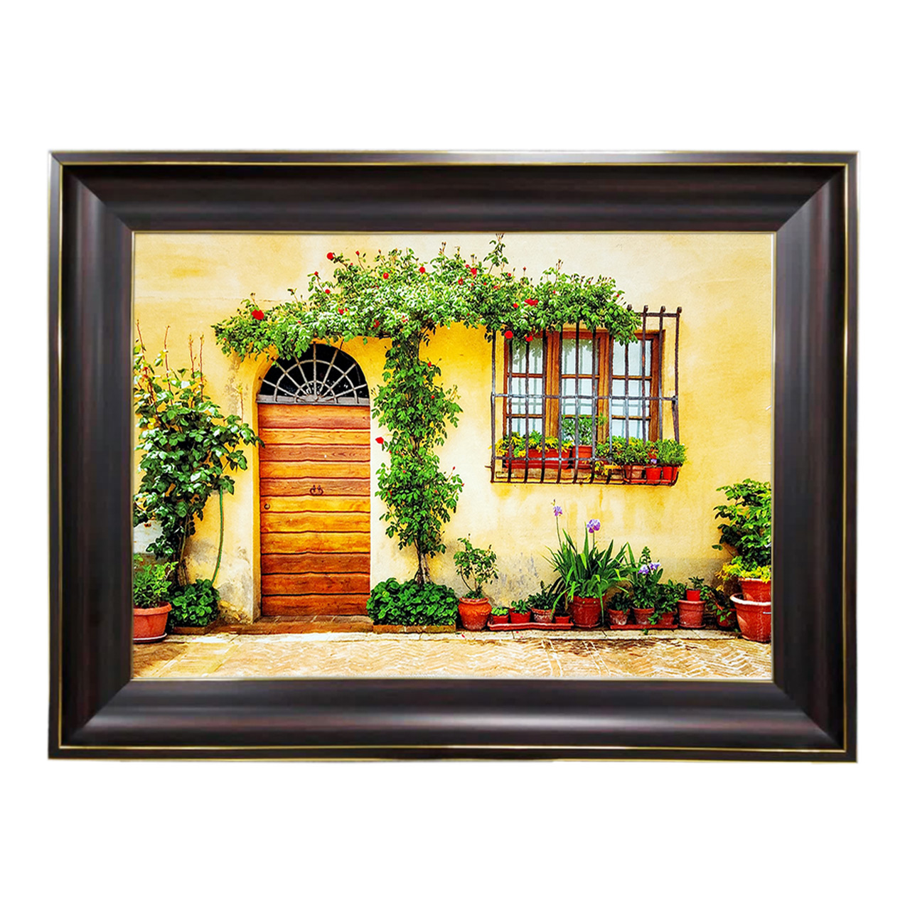 تابلو فرش چاپی طرح خانه باغ کد 10035 سایز 60×40 سانتی متری