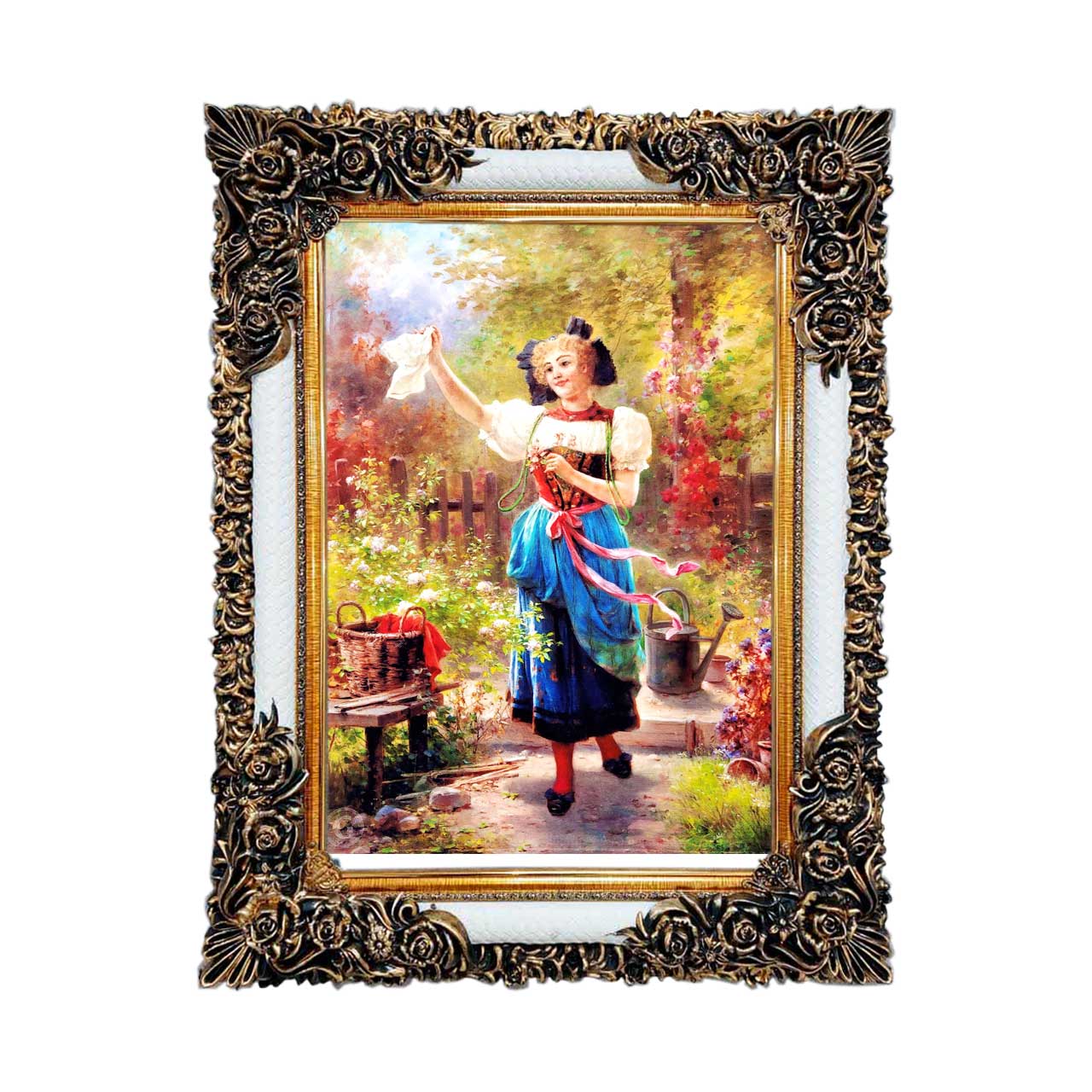 تابلو فرش چاپی طرح دختر کد 11300 سایز 50×50 سانتی متری