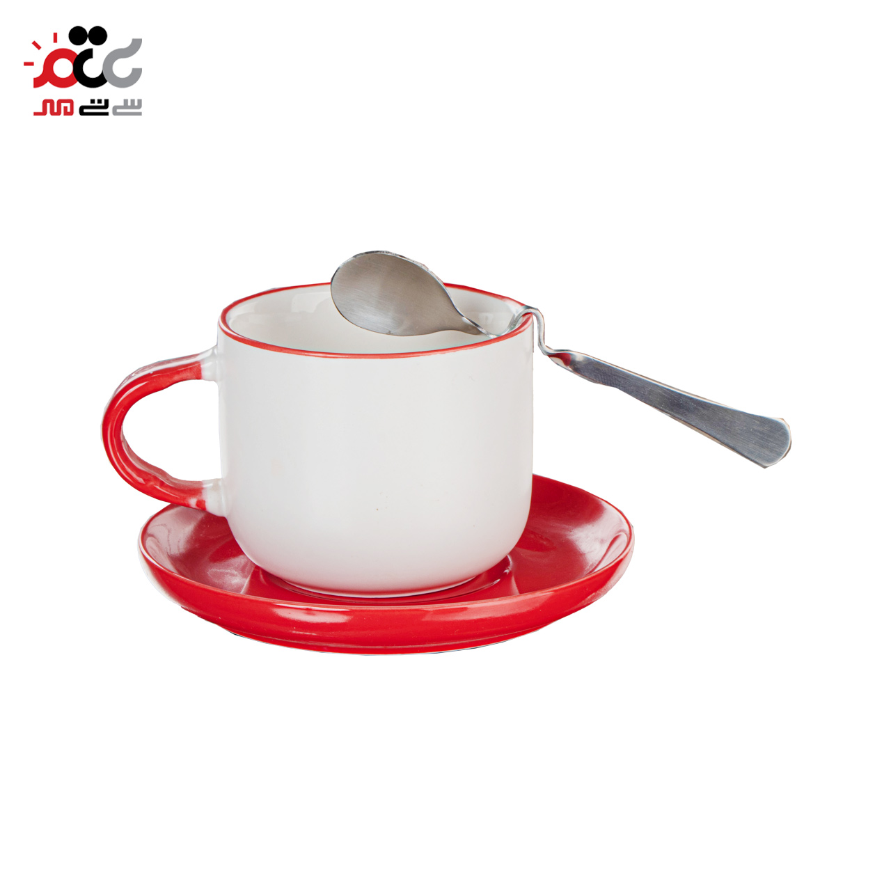 ماگ سرامیکی مدل بشقاب دار طرح ولنتاین همراه با قاشق